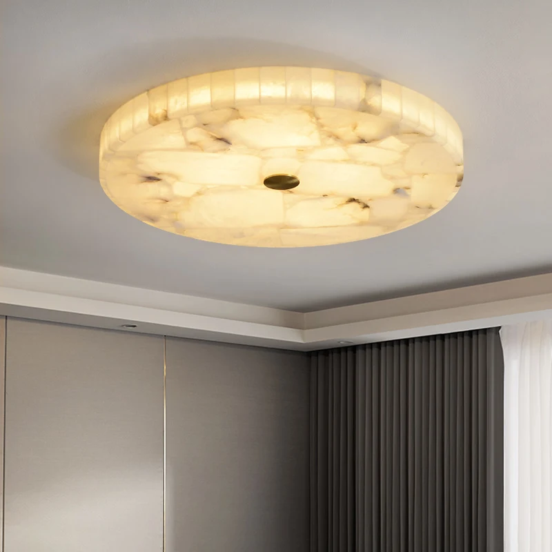 Round Splicing Spanish Marble Alabaster Ceiling Lamp Bedroom Living Room Dining Room Corridor Creative Art All-copper Wall Lamp