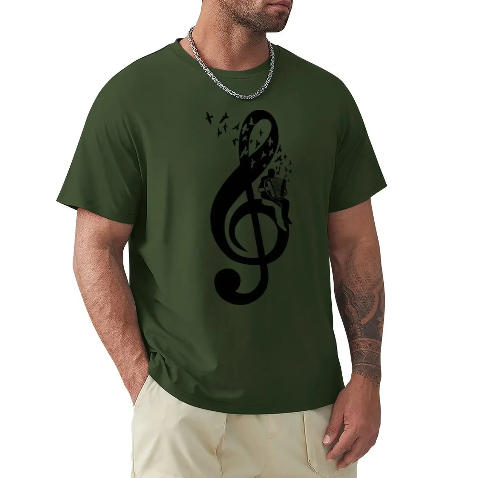 Treble Clef - Accordion T-Shirt sweat blacks customs design your own black t shirts for men