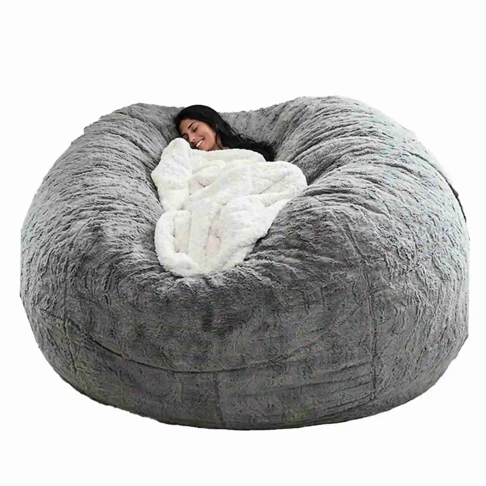 No Stuffed Gray Bean Bags Chair Giant Bean Bags Pouf Sofa Bed Puff Futon Room Seat Tatami Relax Lounge Furniture Only Bags Case image 6