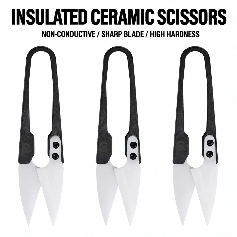 1-2PCS TE-P2 Insulation Ceramic Scissors for Mobile Phone Maintenance Non-conductive Battery Repair Cable Line Cutting Tools