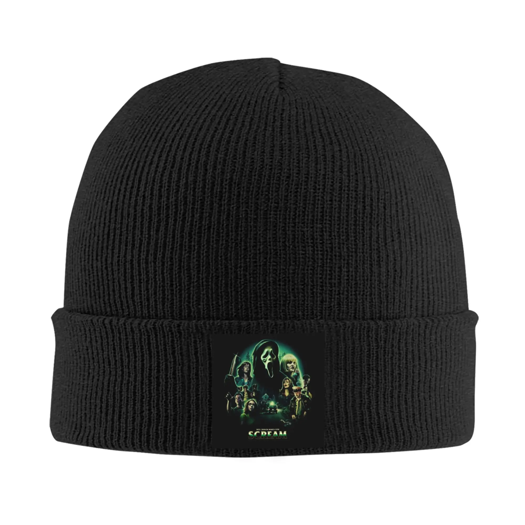 Custom Halloween Screaming Bonnet Hats  Cool Knitted Hat For Men Women Warm Winter Ghost Killer Face Skullies Beanies Caps