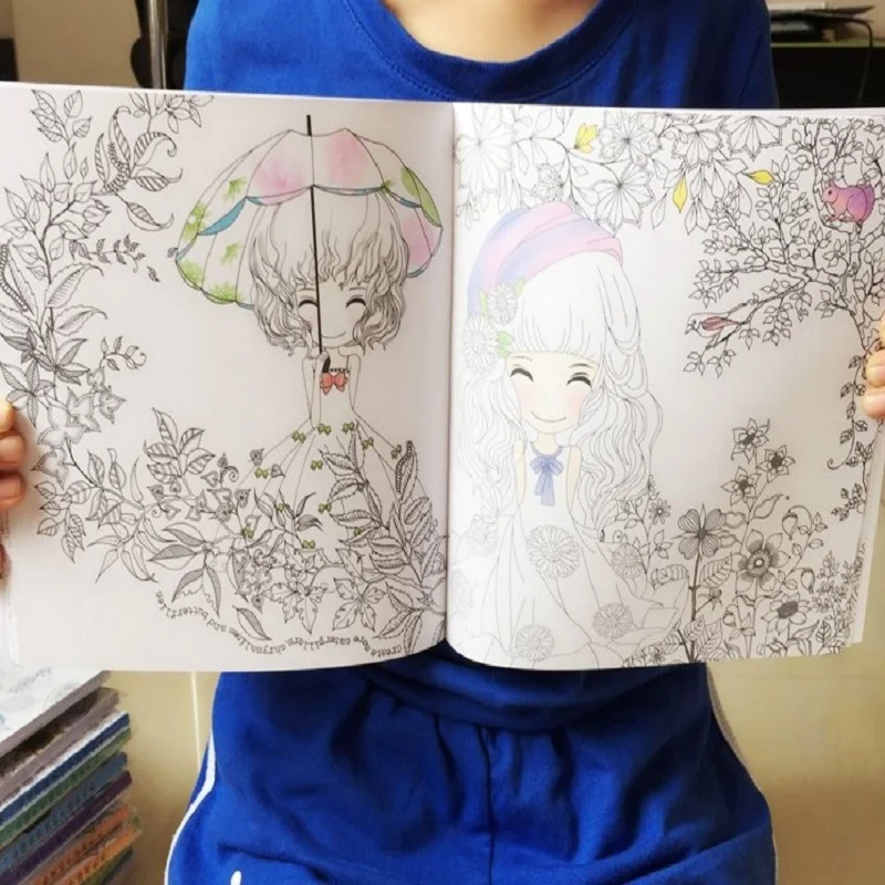 Книга-Раскраска с красивым цветочным рисунком для снятия стресса