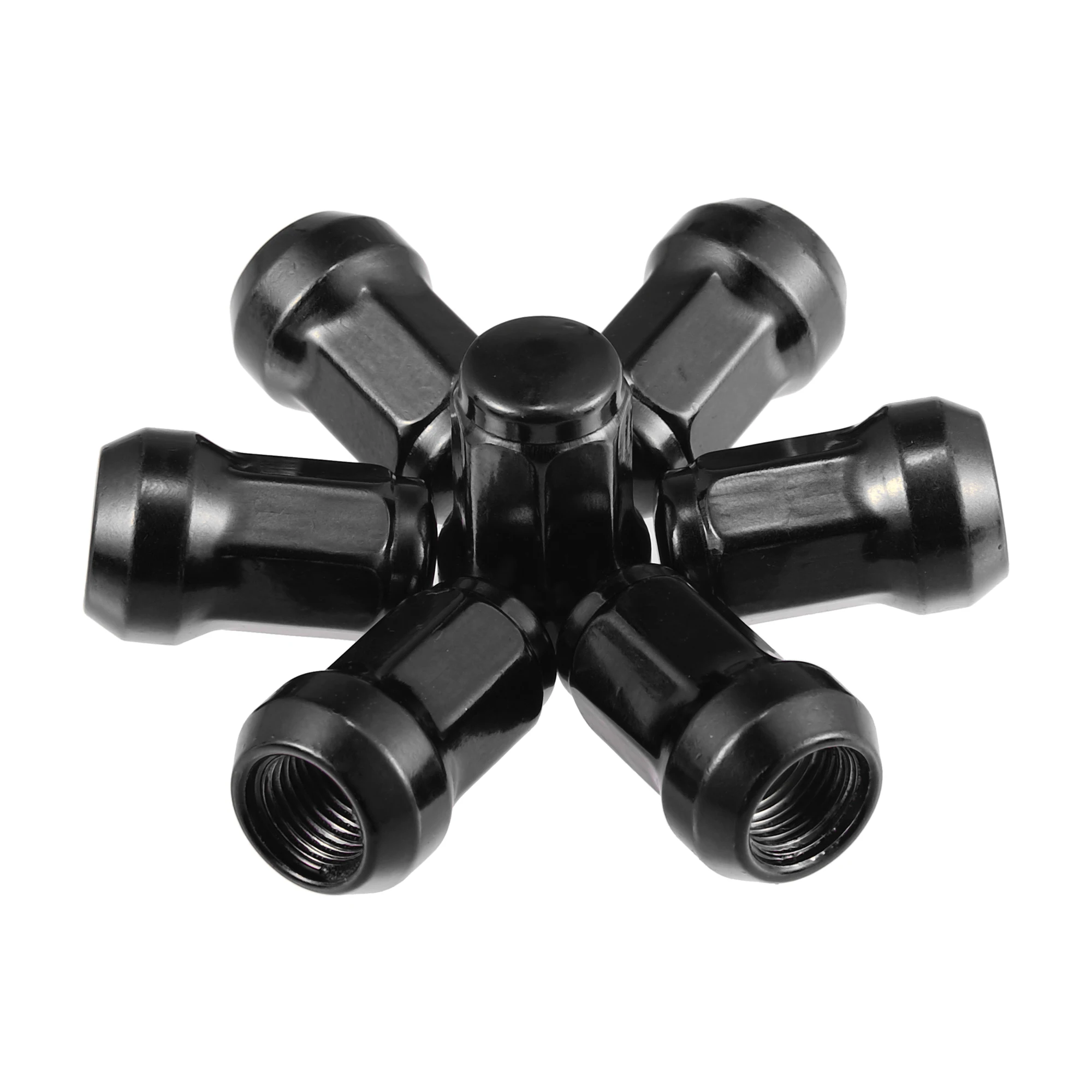 UXCELL Wheel Lug Nut Cone Seat 32mm Screw with Socket Key Black 1 Set M12x1.25 Heptagon Lugnuts