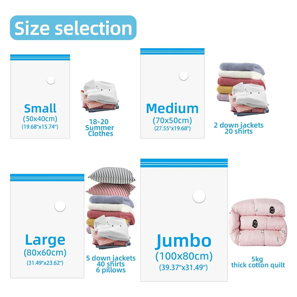 1Pcs Vacuum Storage Bags, Space Saver Bags Compression for Comforters and Blankets, Sealer Clothes Storage Vacuum Bags