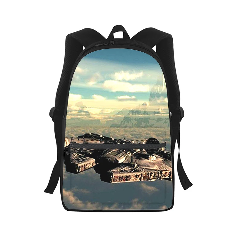 Mochila con estampado 3D de nave espacial UFO para hombre y mujer, bolso escolar de moda para estudiantes, mochila para ordenador portátil, bolso de hombro de viaje para niños