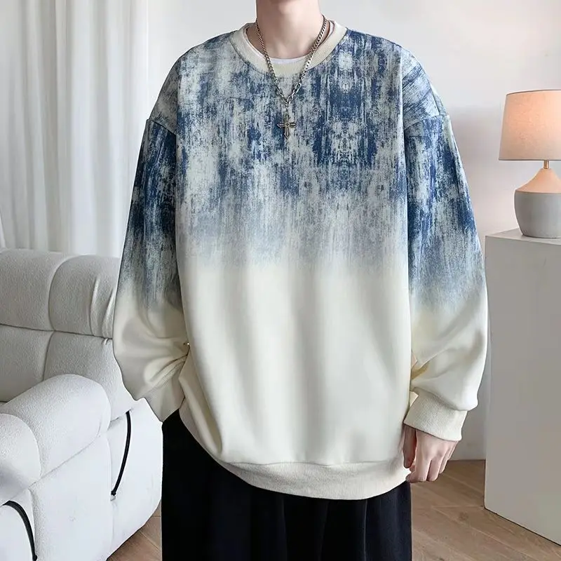 

Мягкие толстовки для молодых студентов в американском стиле, весенне-осенние мягкие толстовки для мужчин, цветной хлопковый эстетический простой роскошный мужской пуловер