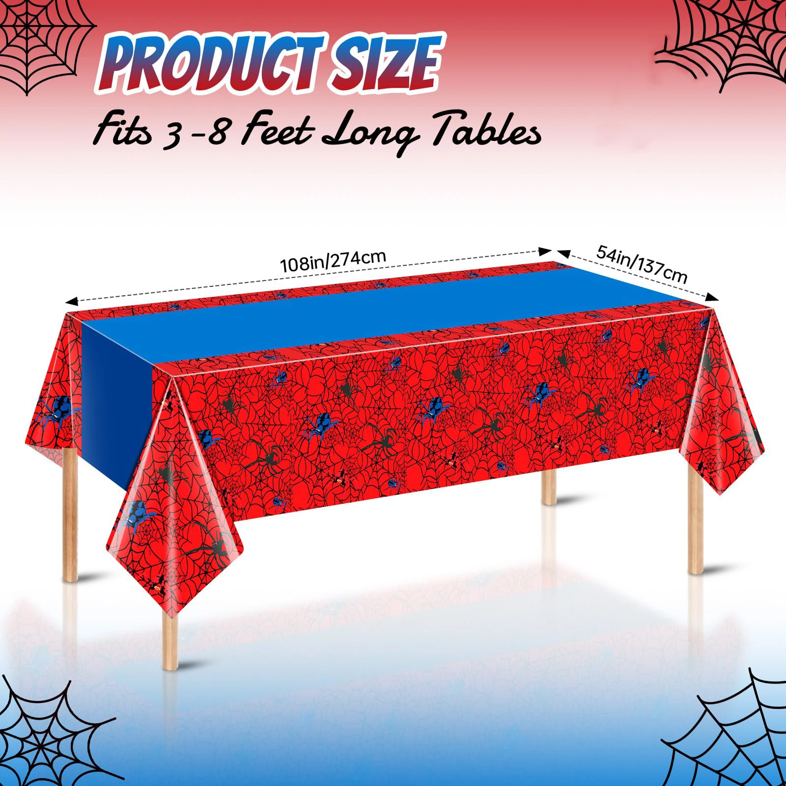 Spider Birthday Party Tablecloth Disposable Plastic Red Blue Hero Table Cover for Boy Birthday Party Decoration Supply