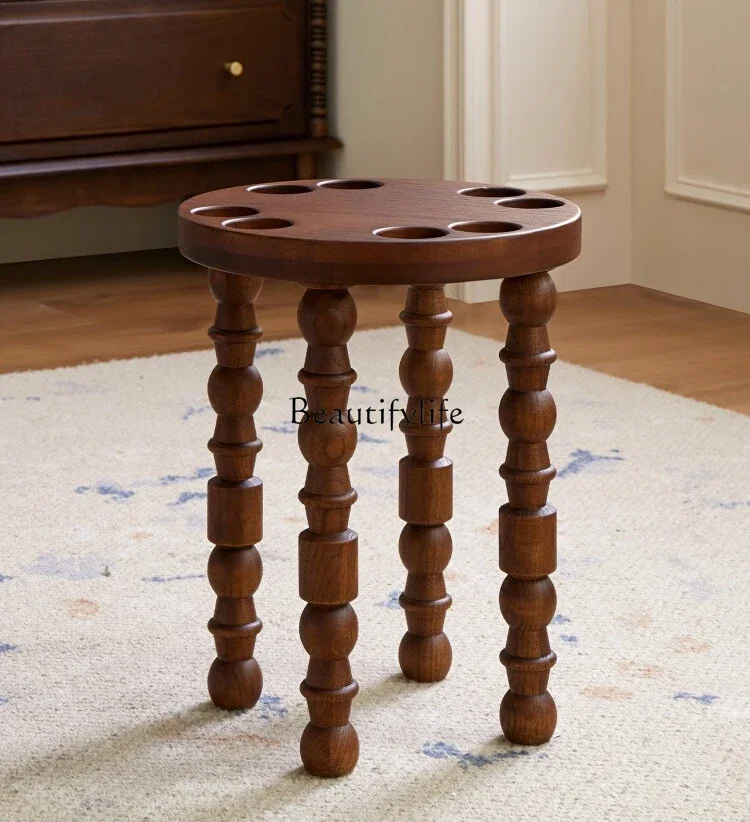 Medieval solid wood stools can be stacked for household multi-functional wooden stools