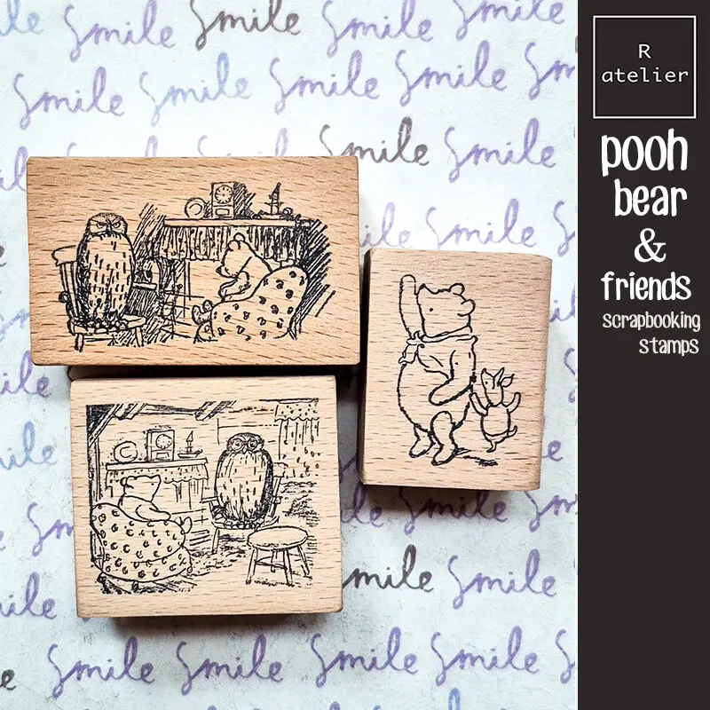 

Pooh Bear Scrapbooking Stamp Journaling Scrapbook Diary Decoration Kawaii Bear Wooden Stamps