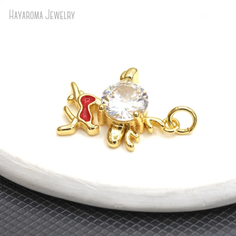 

5Pcs Gold Color Wapiti Elk Animal Metal Cubic Zirconia Pendant Copper Enamel Wholesale Invisible Setting Charms