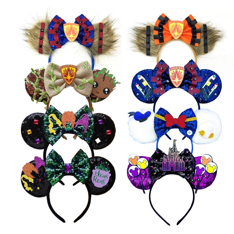 Mickey Mouse Ears Headband Plush Donald Duck Hairband Hot Cartoon Character Cosplay Adult/Kids Halloween Party Hair Accessories