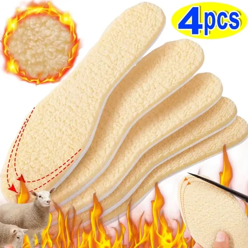 1/2pairs Thicken Warm Insoles Winter Imitation Lamb Wool Cold-proof Insole Warm Men and Women Snow Boots Foot Pad
