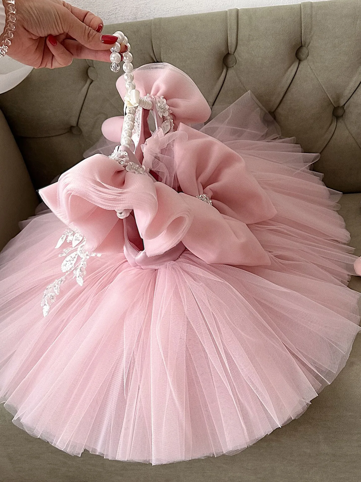 New Children Elegant Host Piano Performance Princess Ball Gown Girls Cute Birthday party Dress g478
