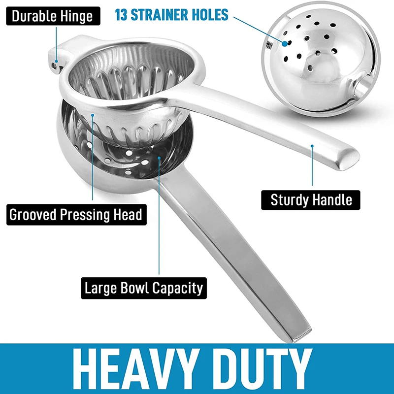 Lemon Squeezer 304 Stainless Steel, Large Lemon Juicer Hand Press, Ergonomic Citrus Squeezer & Fruit Juicer - Kitchen Tools