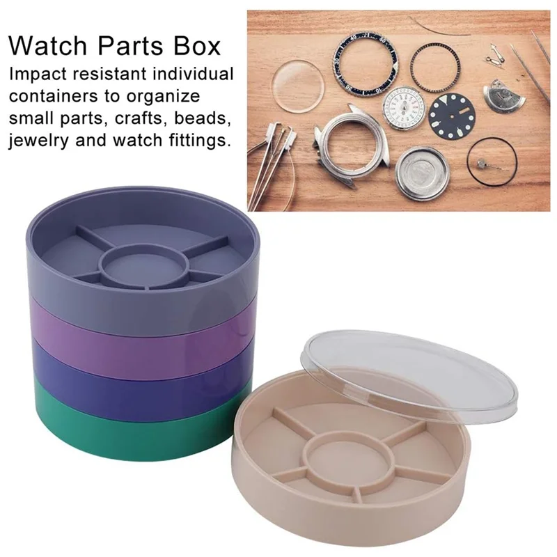 【GLAD】Strumento di riparazione per orologi a 5 strati, scatola di immagazzinaggio per parti di orologi con strumenti per orologi-Vassoio rotondo per parti di orologi