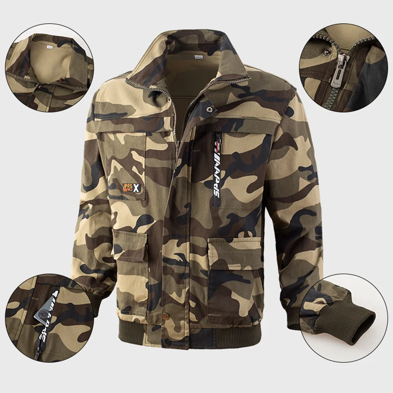 Abbigliamento da lavoro da uomo autunno inverno peluche Multi tasca Camouflage Set addensato resistente all'usura abbigliamento caldo per la protezione del lavoro