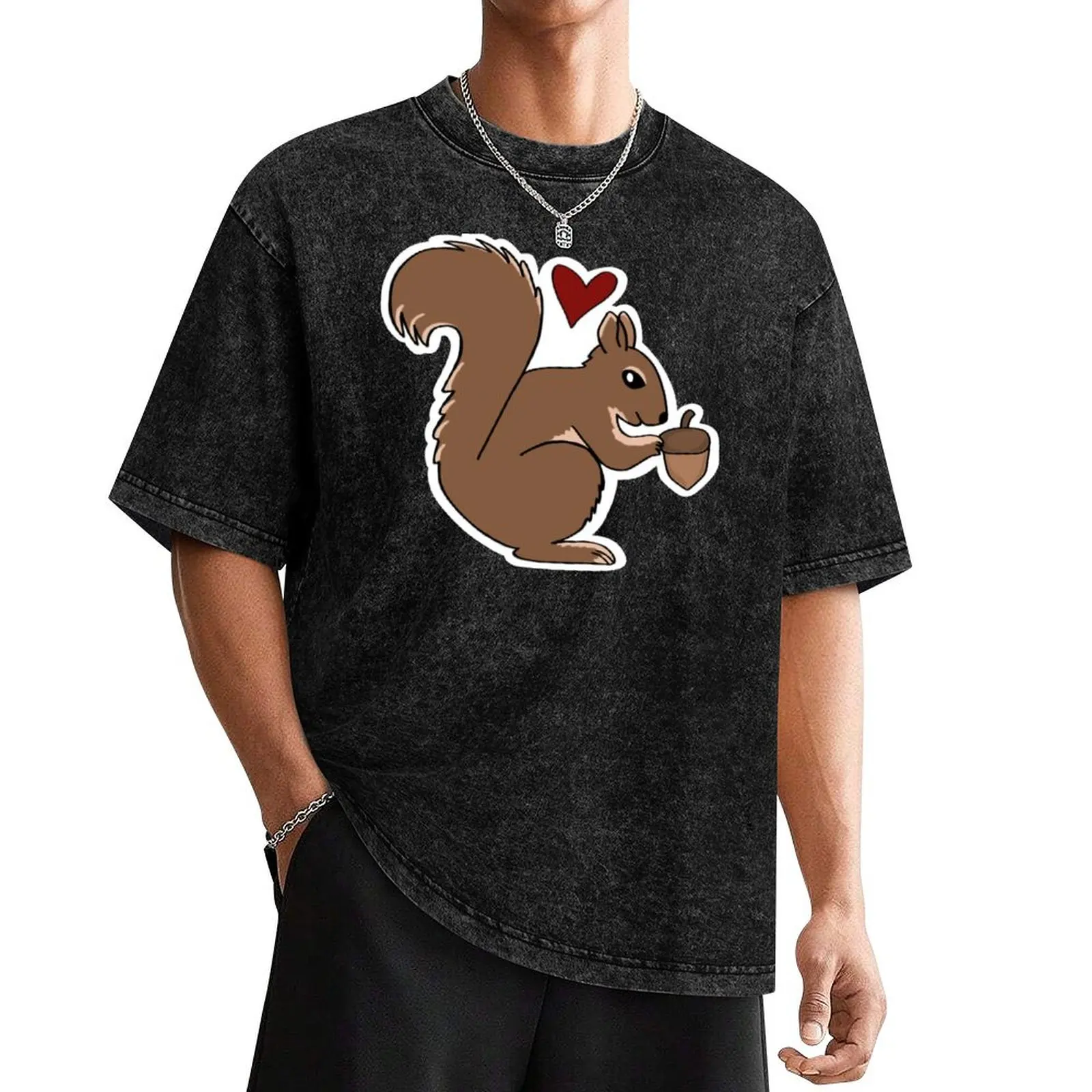 Squirrel with Acorn T-Shirt custom shirt plus size clothes heavyweights mens funny t shirts