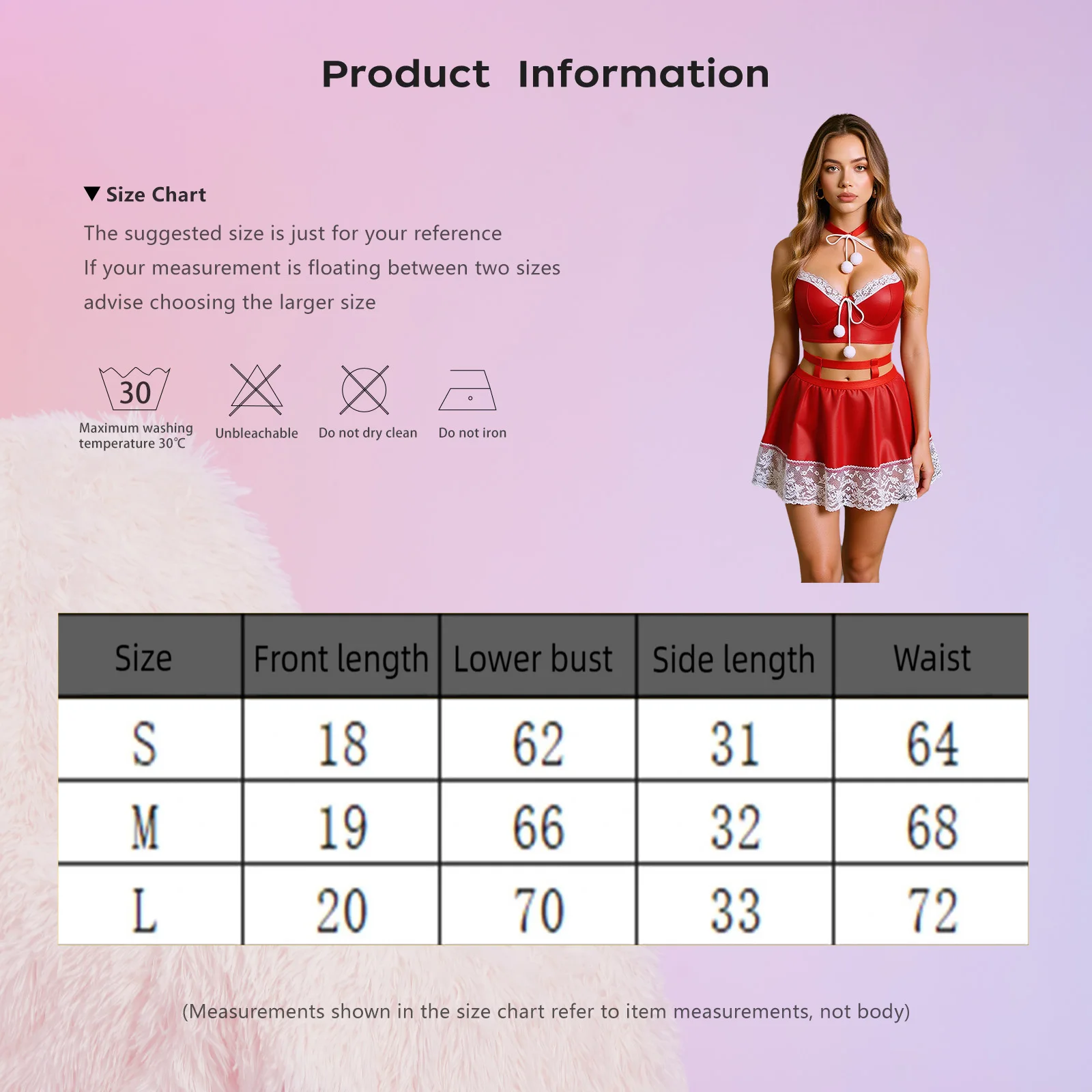 Costume da donna natalizio babydoll lingerie girocollo reggiseno push-up top e minigonna a pieghe con finiture in pizzo per appuntamenti notturni luna di miele