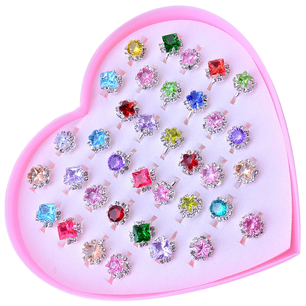 36 Pcs Cartoon Ring Child Rings Little Girls Plastic Childrens Jewelry for Knuckle