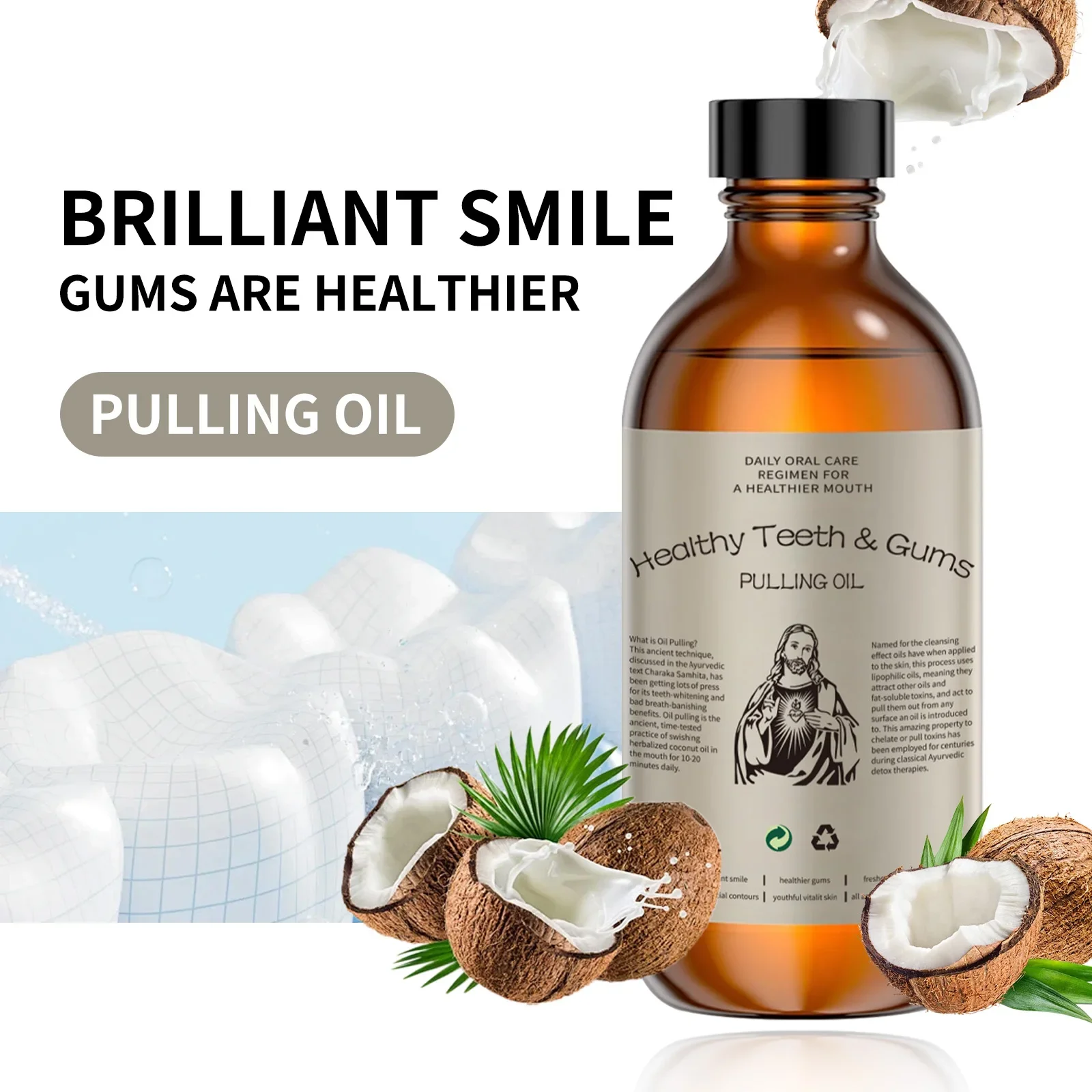 جوز الهند سحب النفط غسول الفم تنظيف الأسنان الطازجة الفم التنفس رائحة إزالة الكحول خالية تبييض أداة الفم منتجات العناية بالفم #3