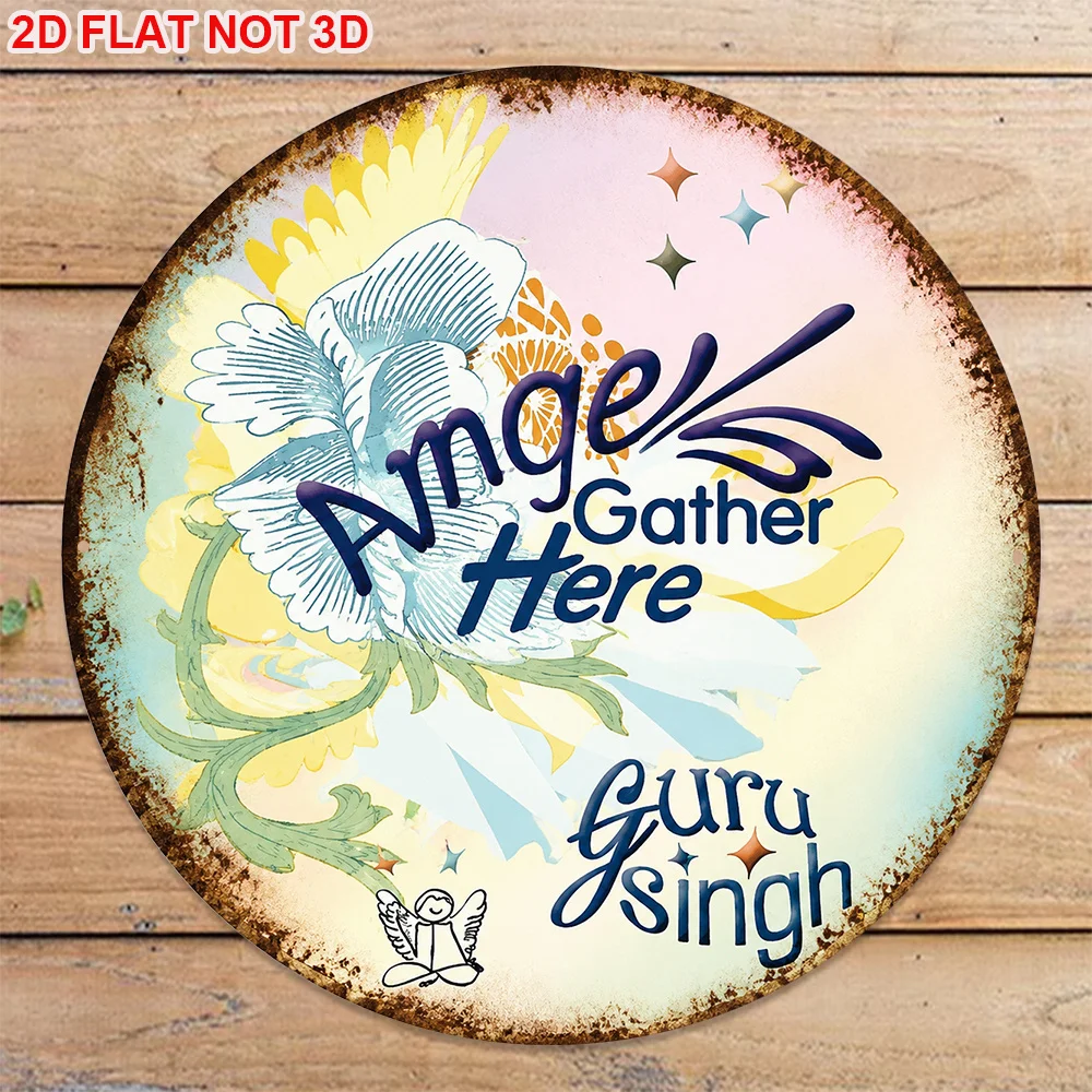 1pc 20.32 X 20.32 cm 2D Flat Circular Sign, Vintage Plaque with 