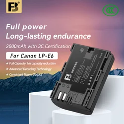 FB LP-E6 Camera Battery 1600mAh with Charger For Canon EOS R5 R6 5D4 6D 5D3 60D 70D 80D 5D Mark II III IV 6D 7D 8DMicro DSLR