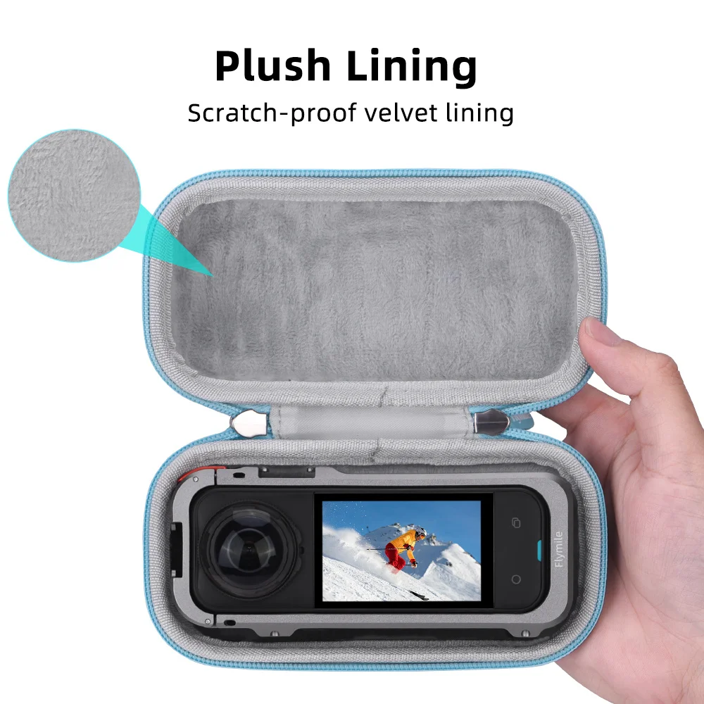 Tas Jinjing Mini untuk Insta360 X5 Tas Penyimpanan Bagian Dalam Lembut Beludru Cangkang Pelindung Tahan Air untuk Aksesori Kait Insta 360 X5