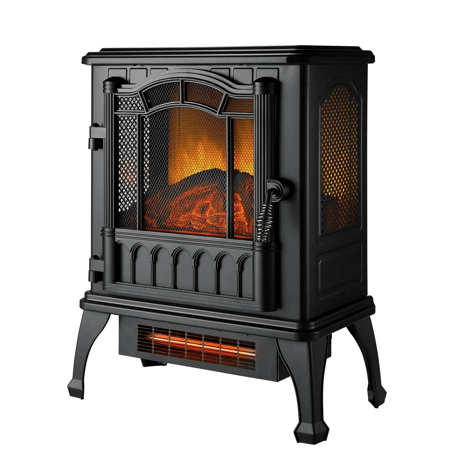 New 2-Setting 3D Electric Stove Heater with Life-like Flame, Black