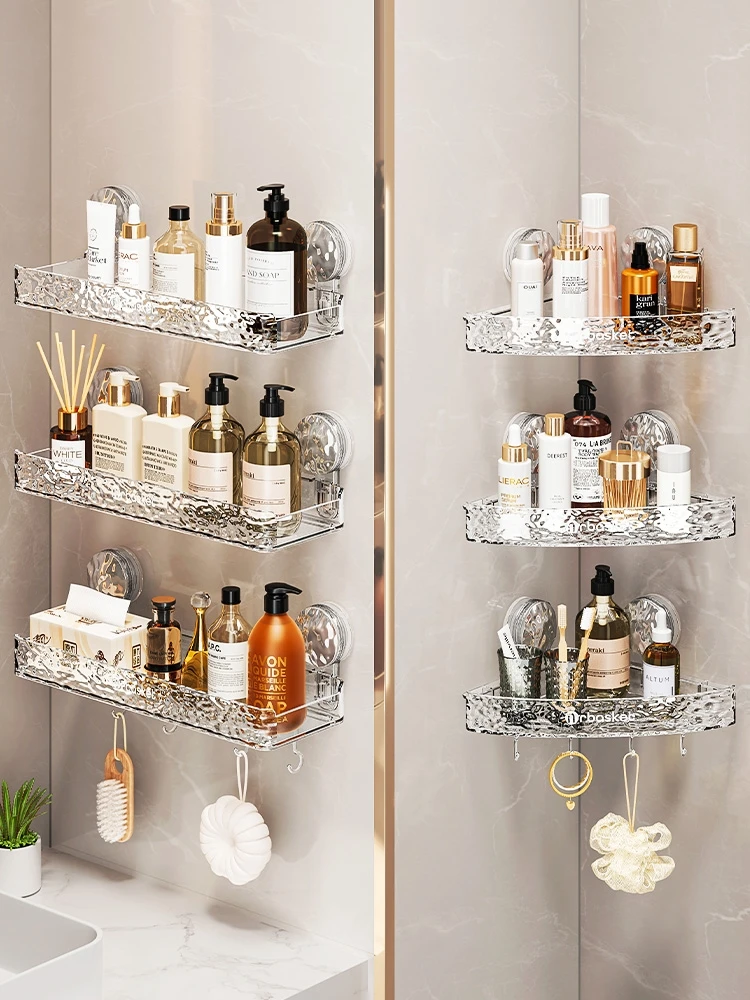 

Bathroom suction cup rack bathroom washstand punching-free wall-mounted corrugated storage rack kitchen