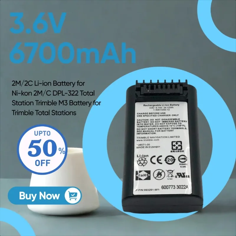 

3.6V 6700mAh 2M/2C Li-ion Battery for Ni-kon 2M/C DPL-322 Total Station Trimble M3 Battery for Trimble Total Stations