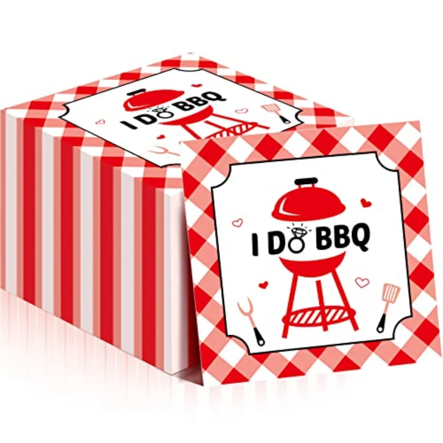 

100 Pieces I Do BBQ pkins I Do BBQ Decorations Red and White Checkered pkins Gingham Disposable Paper for Wedding Bridal Sr Ba