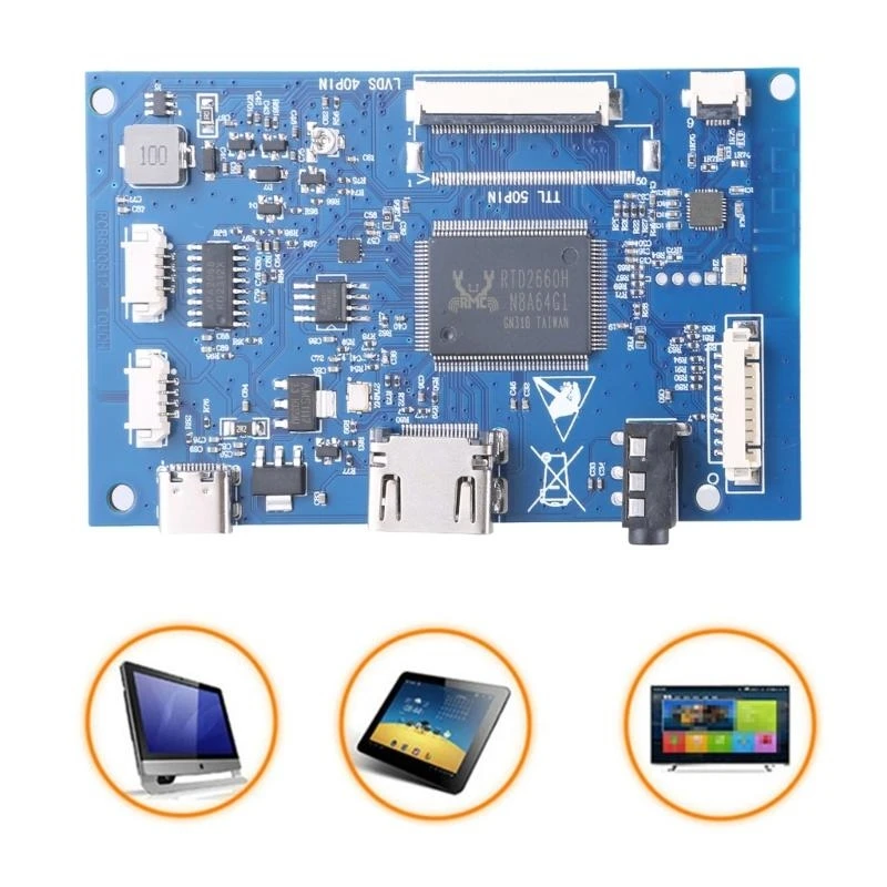 1024x600 40pin LCD TTL Controller Board 1CH LCD Layar Layar Driver Board Konsumen Elektronik