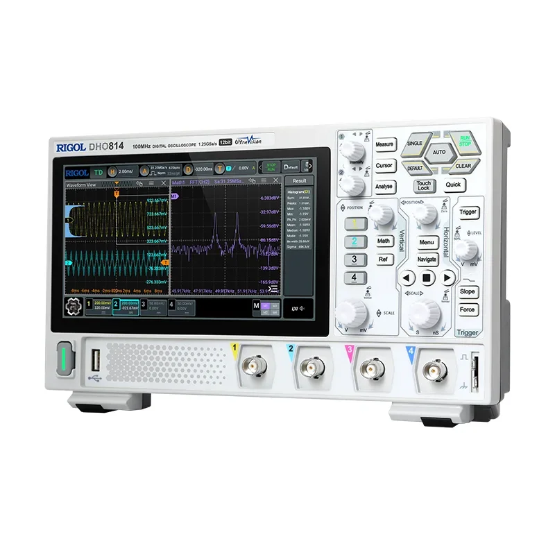 Digital Oscilloscope DHO804 70MHz 4 Channel 12 Bit 1.25GSa/Sec 25MPts Depth Convenient 1,000,000 Wfms/s HD Touch Screen