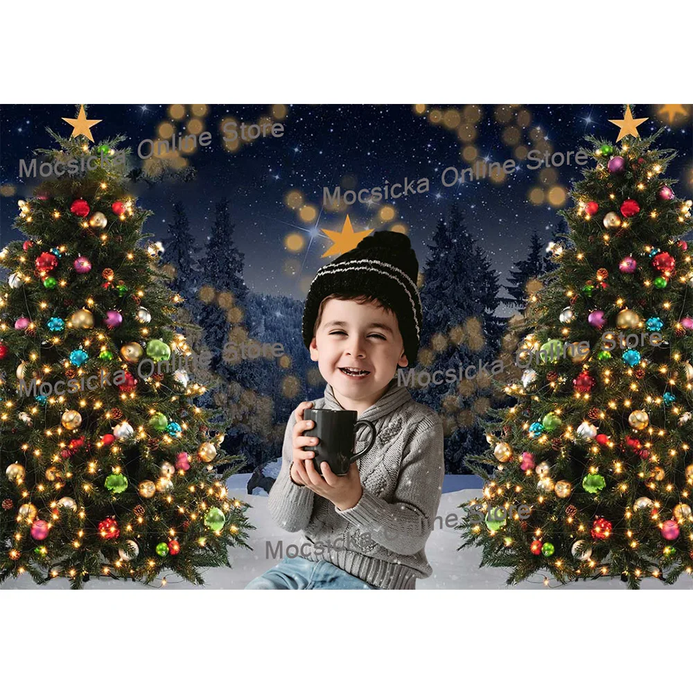 الشتاء غابة الصنوبر الوليد صورة صورة خلفية أشجار عيد الميلاد ليلة الثلج التصوير خلفية السماء المرصعة بالنجوم عيد ميلاد تبادل لاطلاق النار