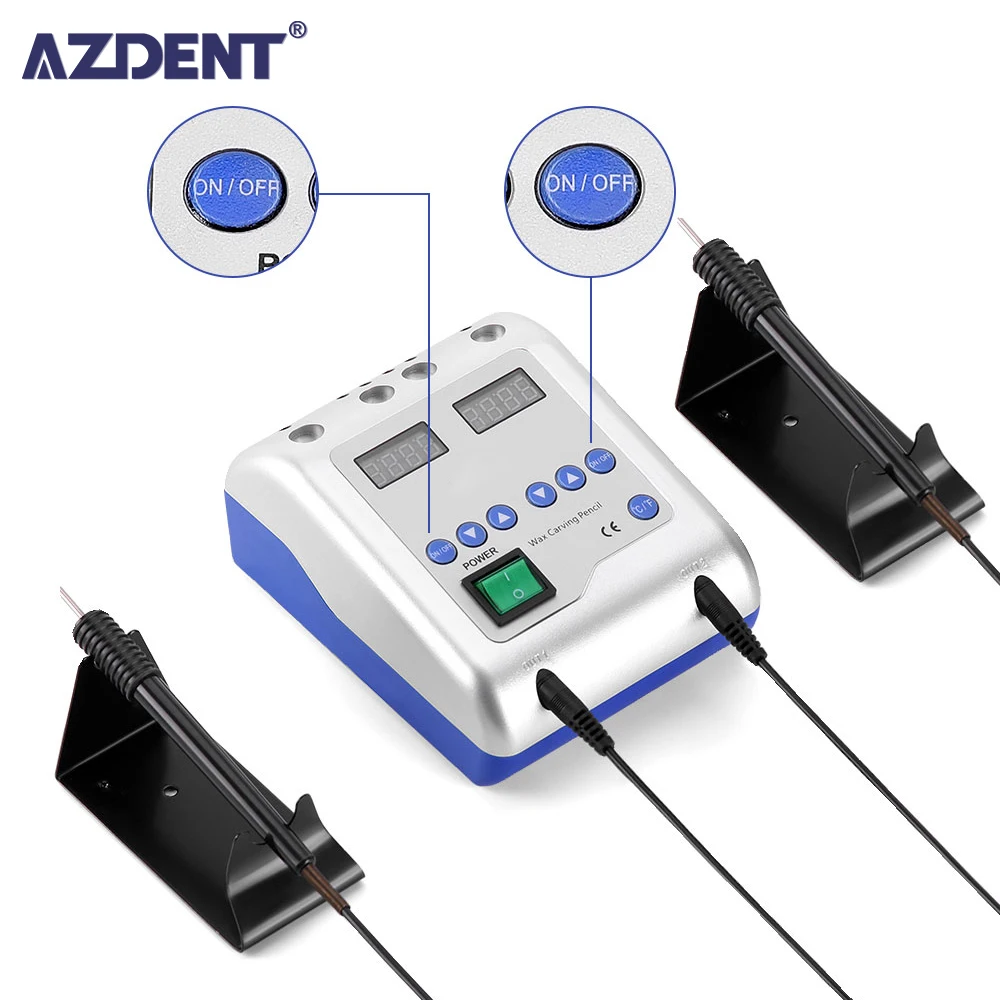 AZDENT Electric Waxer Wax Knife Carving Dental Lab Equipment Electric Waxer Carving Knife Contain 6 Wax Tips+2 Pens Dental Tools