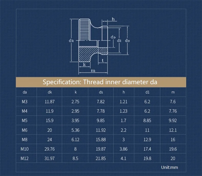 M3 M4 M5 M6 M8 M10 GB806 zinco blu/nickel placcato/zinco nero testa alta zigrinata tenuta a mano dado per pollice foro passante pubblicità