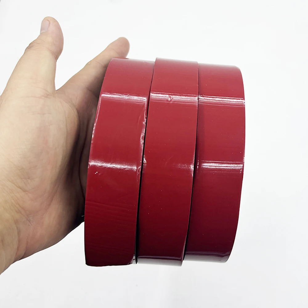 1 Buah 10M Pita Lem Perekat Dua Sisi Kuat Super Lengket dengan Garis Merah Pita Busa Isolasi Anti-tabrakan Tahan Air