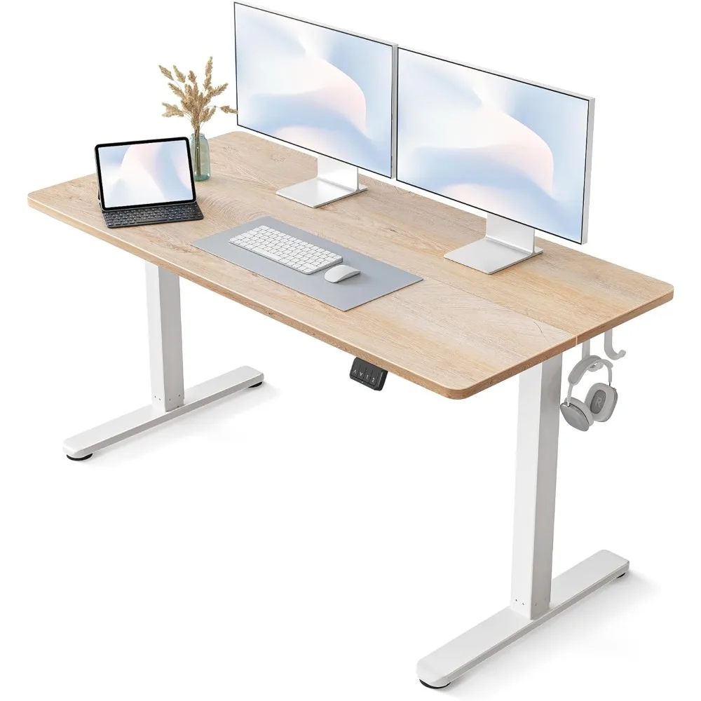 

Electric Standing Desk, 55" x 24" Adjustable Height Sit and Stand Desk for Home Office, Ergonomic Workstation Computer Desk,Oak
