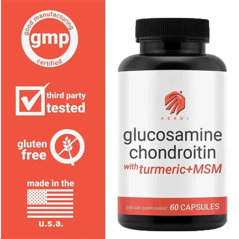 High-Quality Glucosamine Chondroitin Turmeric Supplement Vegetarian Capsules for Joint Support Suitable for Men & Women 60 Count