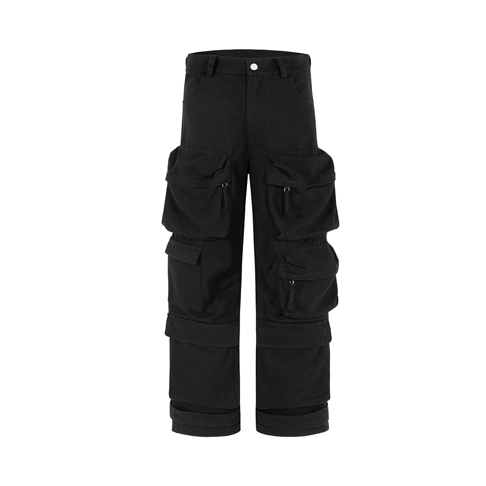 Y2k Multi-pockets Straight Baggy Cargo Pants for Men Pantalones Hombre Black Overalls Streetwear Loose Casual Trousers Oversized