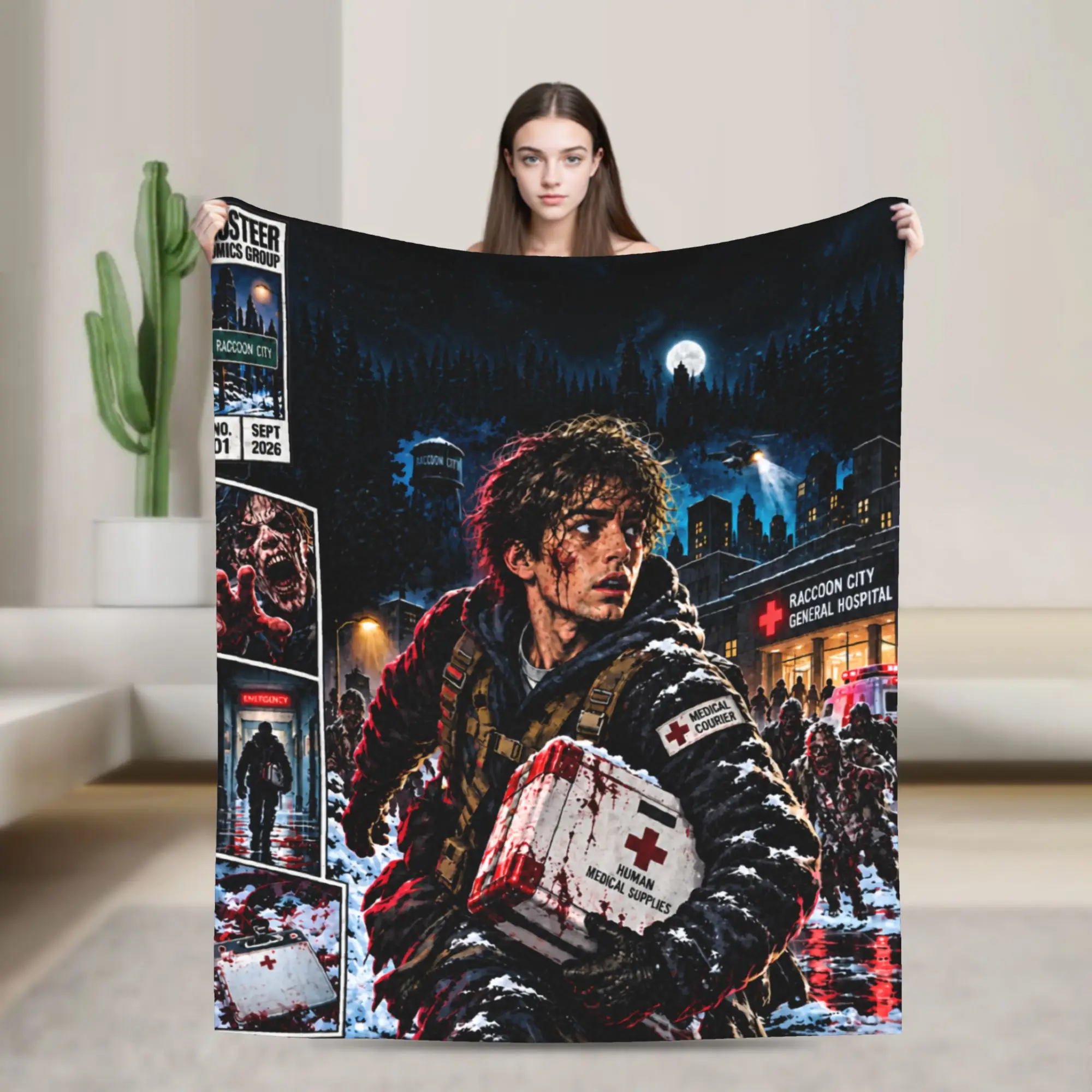 Bryan 2026 RE Movie Raccoon City Horror  Survival Horror Plush Blanket  Fashion Throw Blanket for  Sofa Bedding Lounge Rug Piece