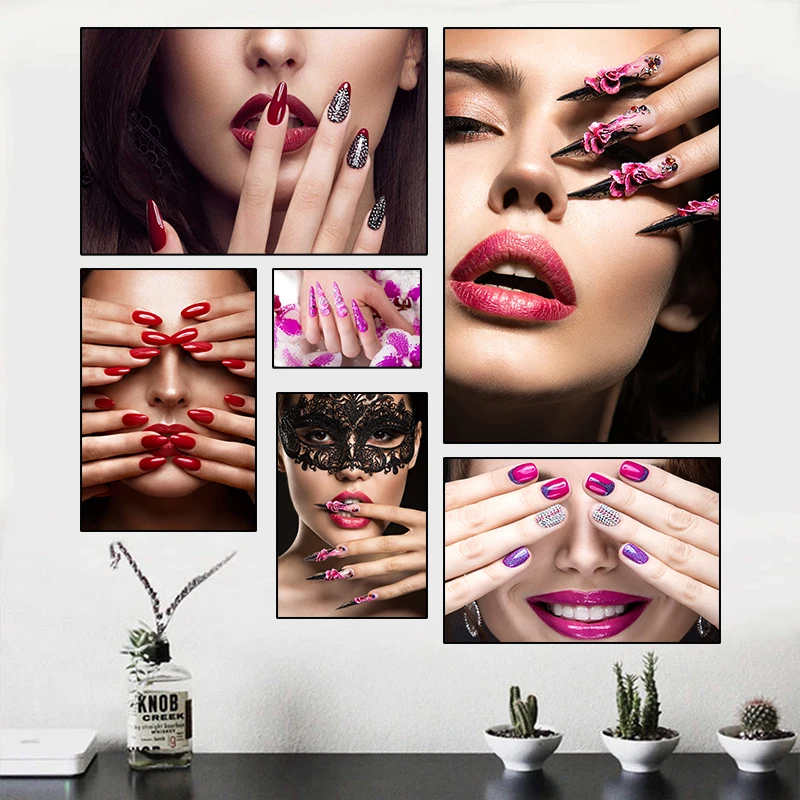 Modern Beauty Fashion Nail Art Beauty Salon Canvas Painting Unframed Posters And Print Wall Pictures For Living Room Decor