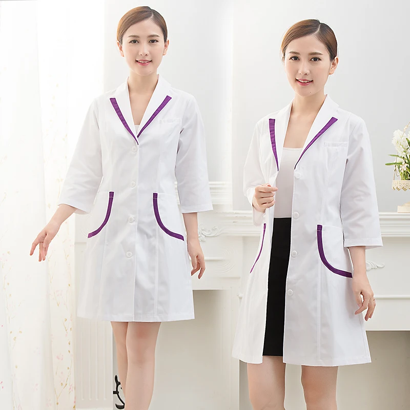 

White coat Korean version of slim manicure eyelash tattoo division work clothes seven points sleeve beauty clothes medical beaut