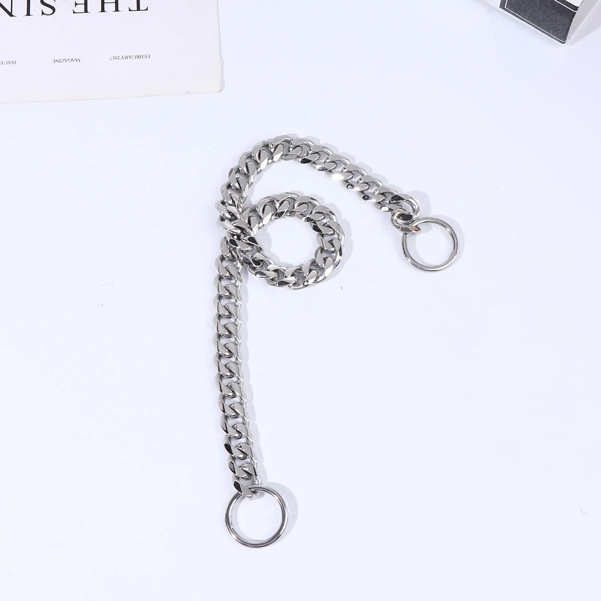 

24 Inch Stainless Steel Rope Metal Belt Pet Dog Traction Comfortable Hands Pet Neck Accessories Creative Supplies Silver