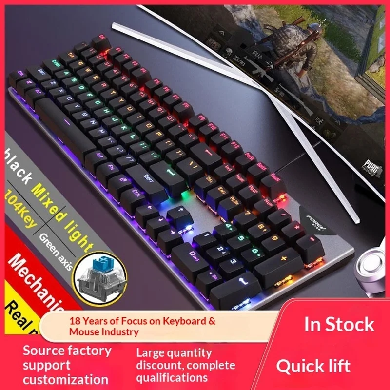 Fvq302 Wired Mechanical Gaming Keyboard Hot-Swappable Blue Switch Rgb Backlit Ergonomic E-Sports Keyboard For Desktop Pc Gamers