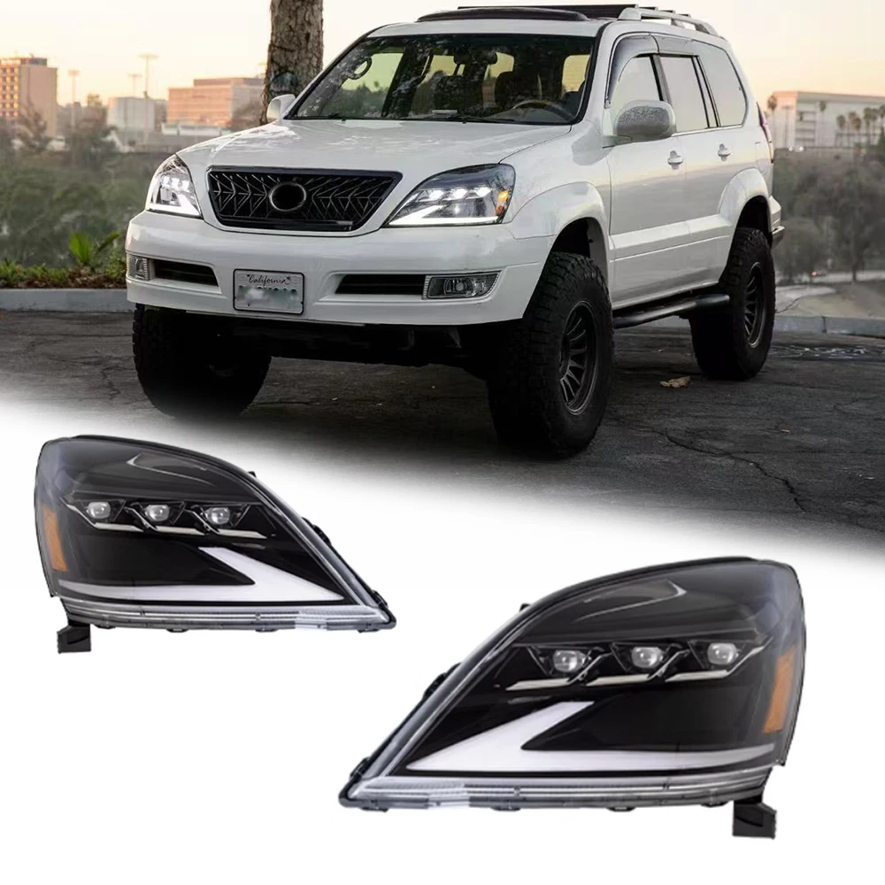 

Стайлинговые светодиодные фары для LEXUS GX470 03-09, новый стиль, полностью светодиодные DRL, автомобильные фары в сборе, автоаксессуары, модифицированная лампа