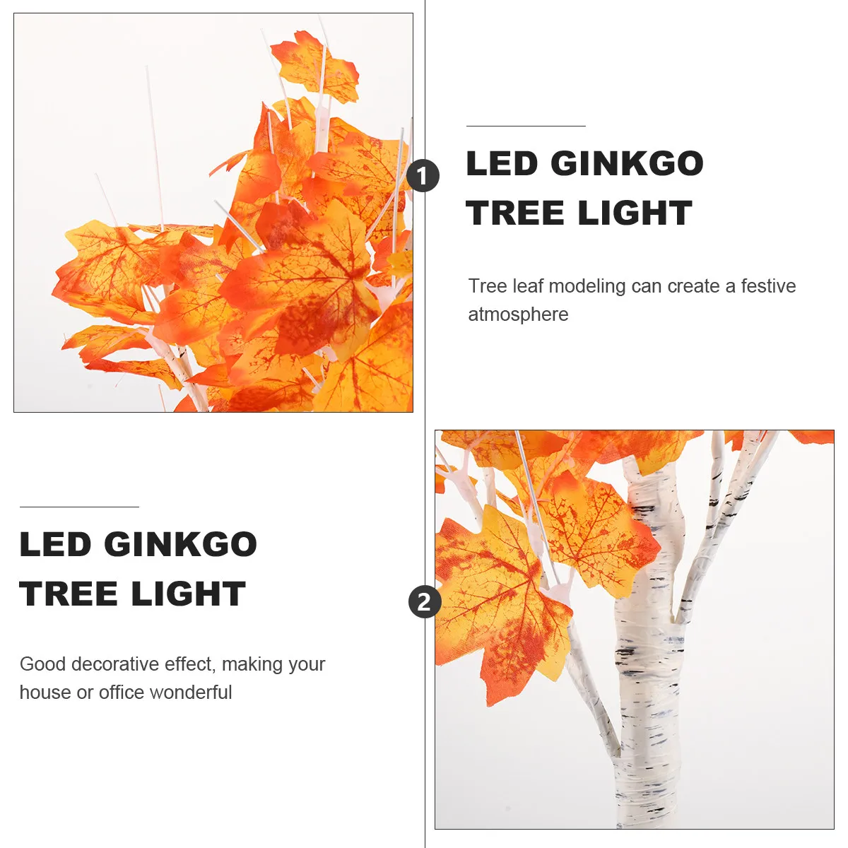 

1 шт. Светодиодный светильник в виде дерева гинкго для улицы, декоративное освещение для двора, праздничное украшение, имитация разноцветных ветвей, декоративный светильник