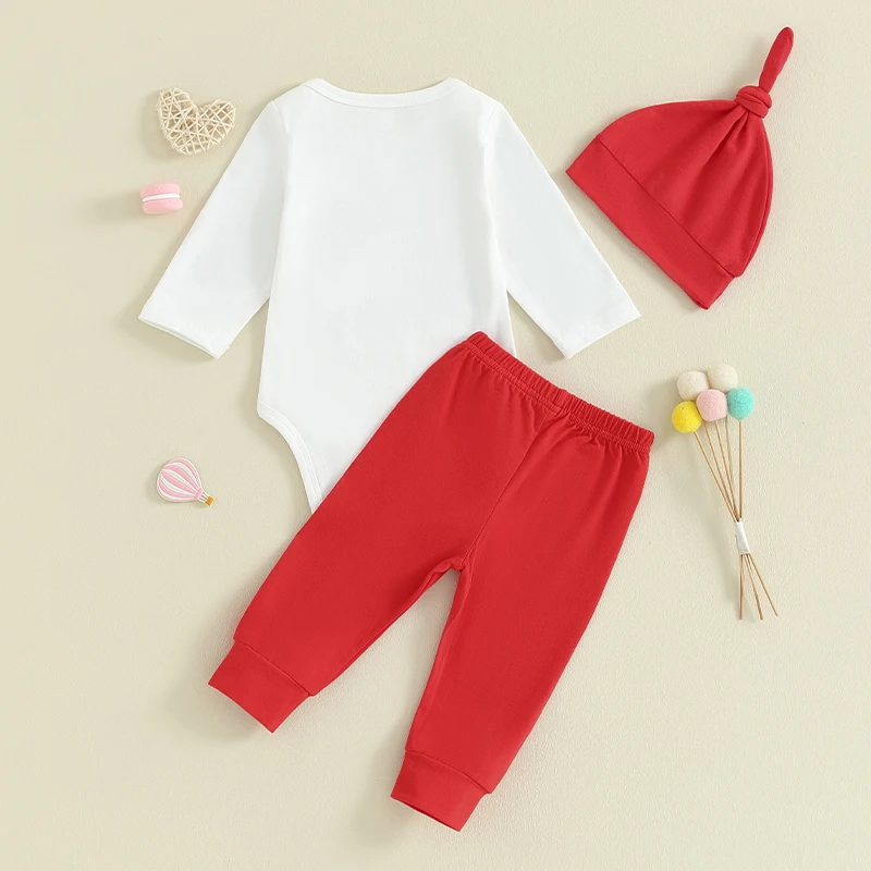 

Newborn Baby Boy Valentines Day Outfits Mr Steal Your Heart Long Sleeve Romper Sweatpants Hat Set