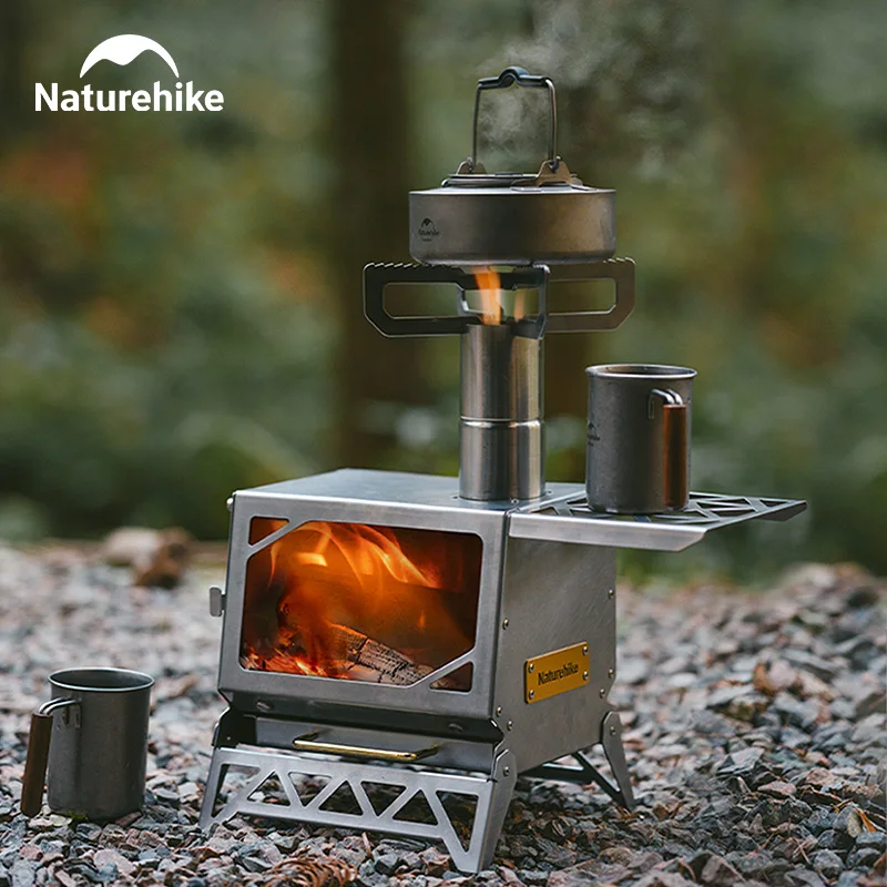 Naturehike Fire Wood Heater Outdoor Camping Tabletop Wood Stove Camping Cooking Heating Stove Brazier Burner Camping Stove Gear