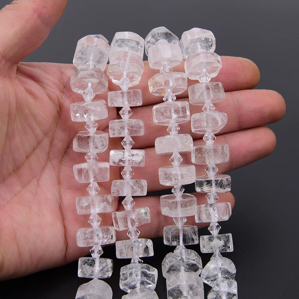 

APDGG Natural Clear Rock Quartz Square Slice Nugget Loose Beads 15" Strand Jewelry Making DIY